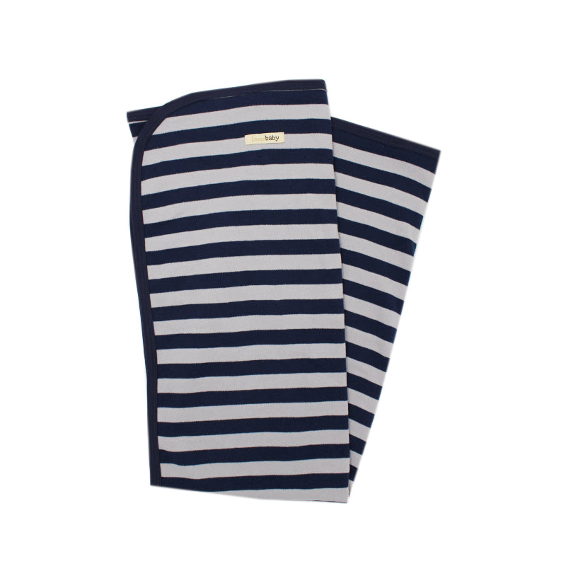 Navy/Light Gray Stripe | Organic Blanket