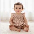 Organic Ruffle Sleeve Bubble Romper - Sienna