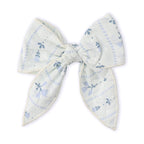 Organic Hair Bow Clip - Blue Vines