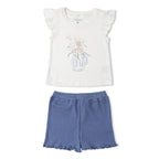 Organic Sleeveless Flutter Top & Shorts Set - Spring Floral