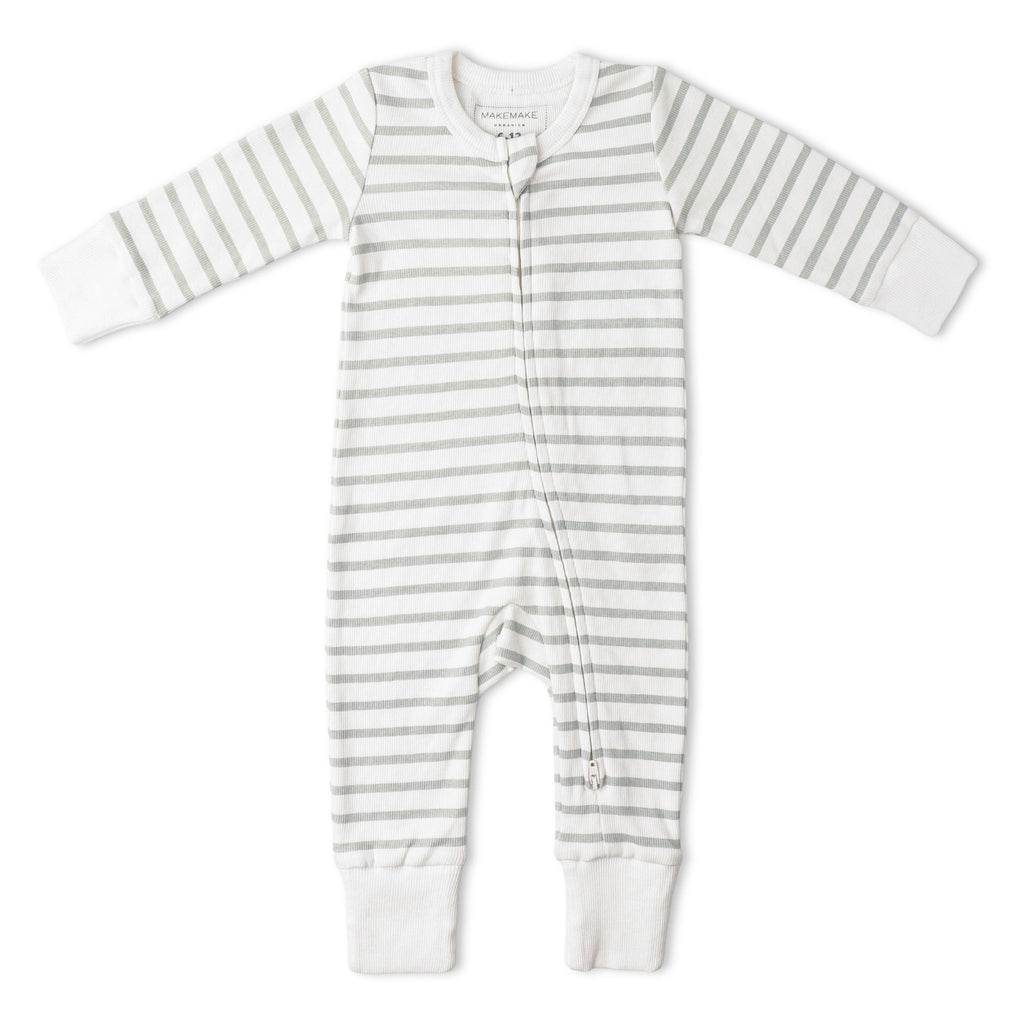 Organic 2-Way Zip Romper - Fog Stripes