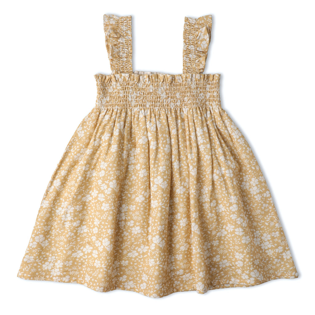 Organic Smocked Sundress - Yellow Blossom