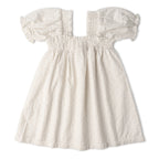 Organic Eyelet Bubble Sleeve Dress - Ivory Eyelet