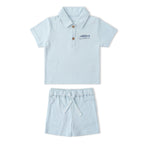 Organic Polo Shirt & Shorts Set - Light Blue