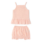 Organic Smocked Top And Bloomer Set - Blush