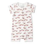 Organic Short Zip Romper - Cars