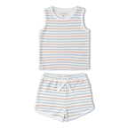 Organic Sleeveless Tee & Shorts Set - Cabana Stripes