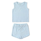 Organic Sleeveless Tee & Shorts Set - Light Blue