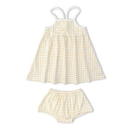 Organic Tie-Back Strap Dress - Dotty Gingham