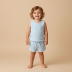 Organic Sleeveless Tee & Shorts Set - Light Blue