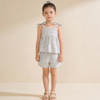 Organic Tie Up Top & Shorts Set - Tulle Floral