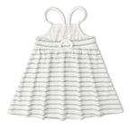 Organic Tie-Back Strap Dress - Fog Stripes