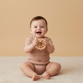 Organic Short Sleeve Bubble Romper - Island Palm