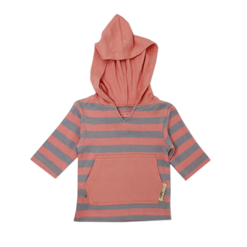 Coral/Light Gray Stripe | Organic Hoodie