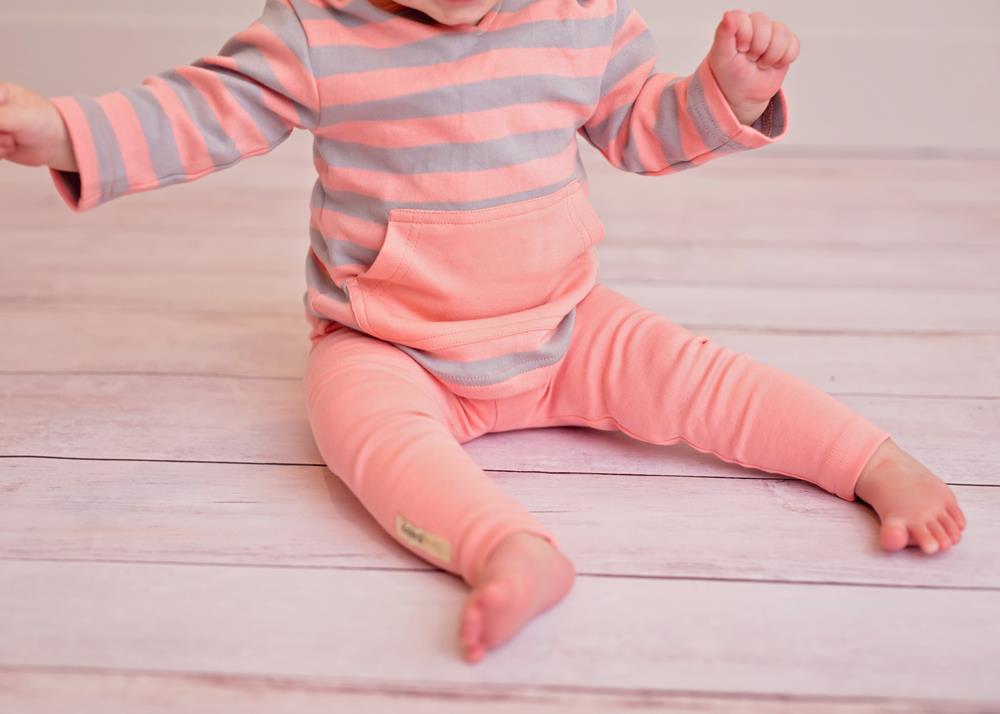Coral/Light Gray Stripe | Organic Hoodie