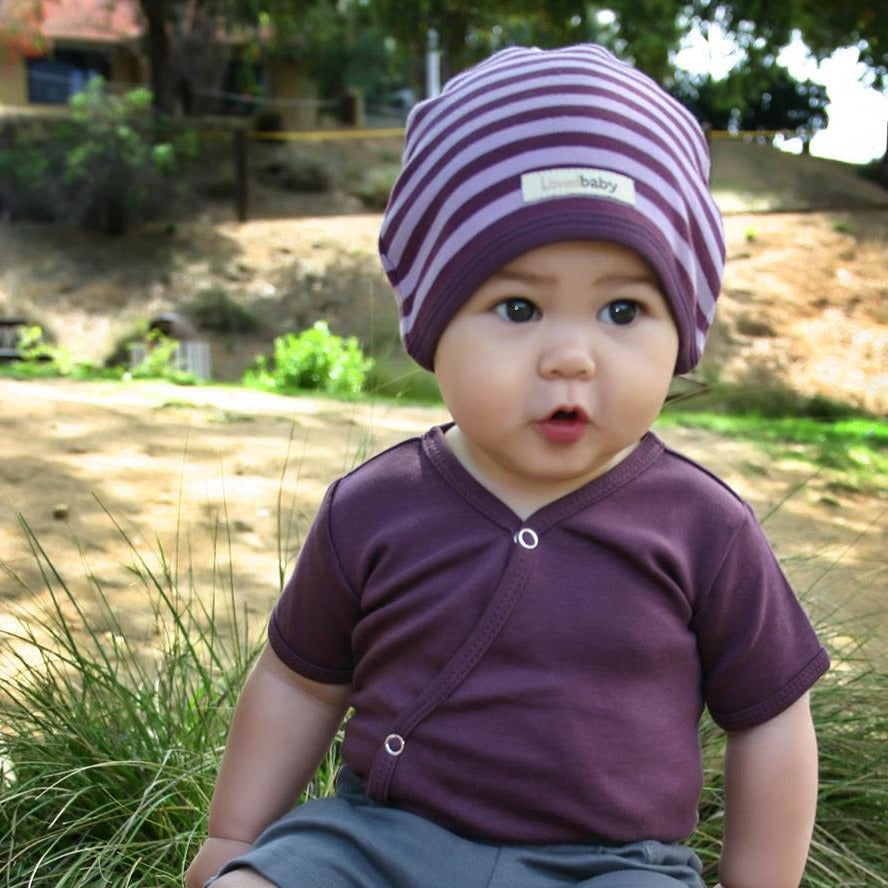 Eggplant | Organic Short-Sleeve Kimono Bodysuit