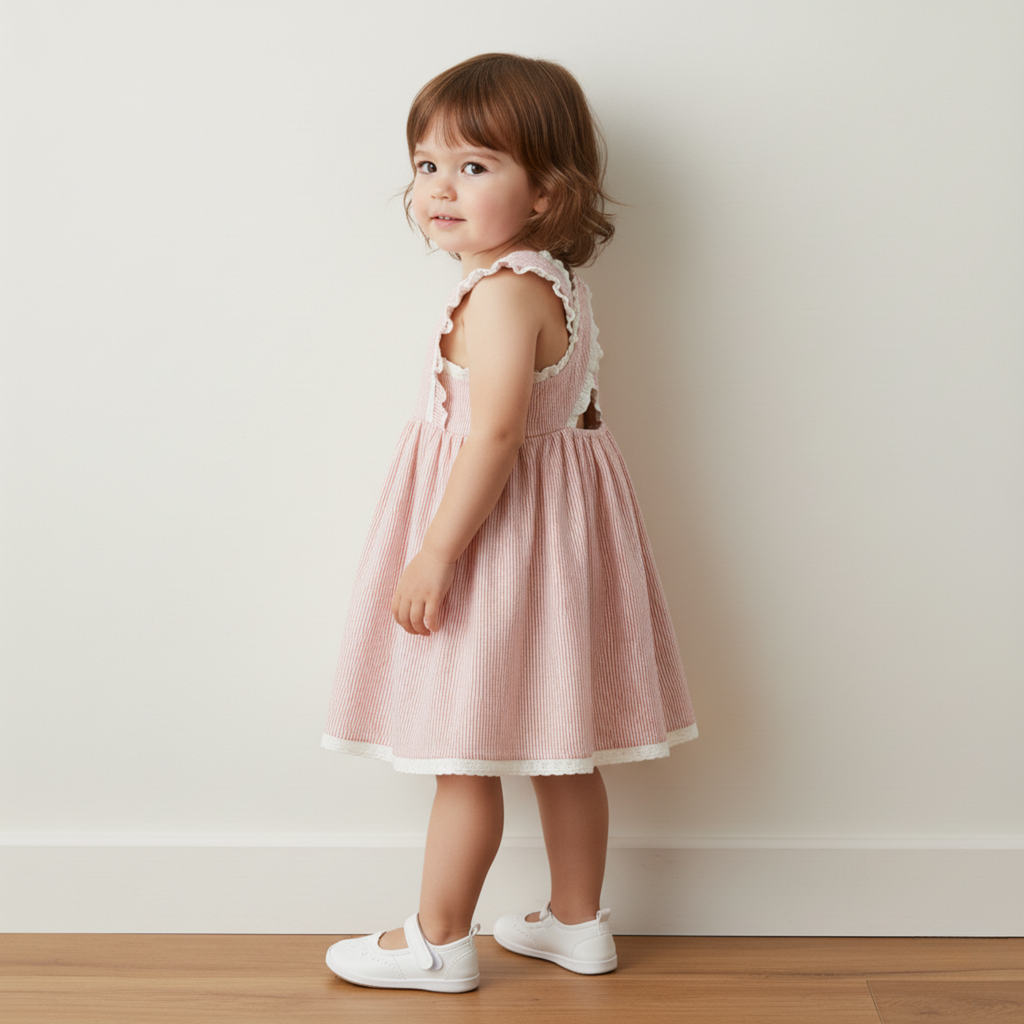 Organic Cross Back Dress - Coral Stripes