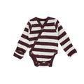 Eggplant/Stone Stripe | Organic Kimono Bodysuit