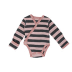 Mauve/Gray Stripe | Organic Kimono Bodysuit