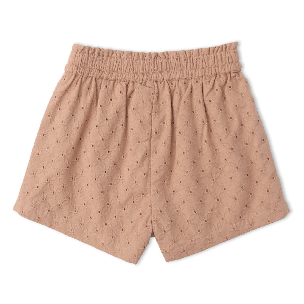 Organic Eyelet Flutter Top And Shorts Set - Clay Eyelet