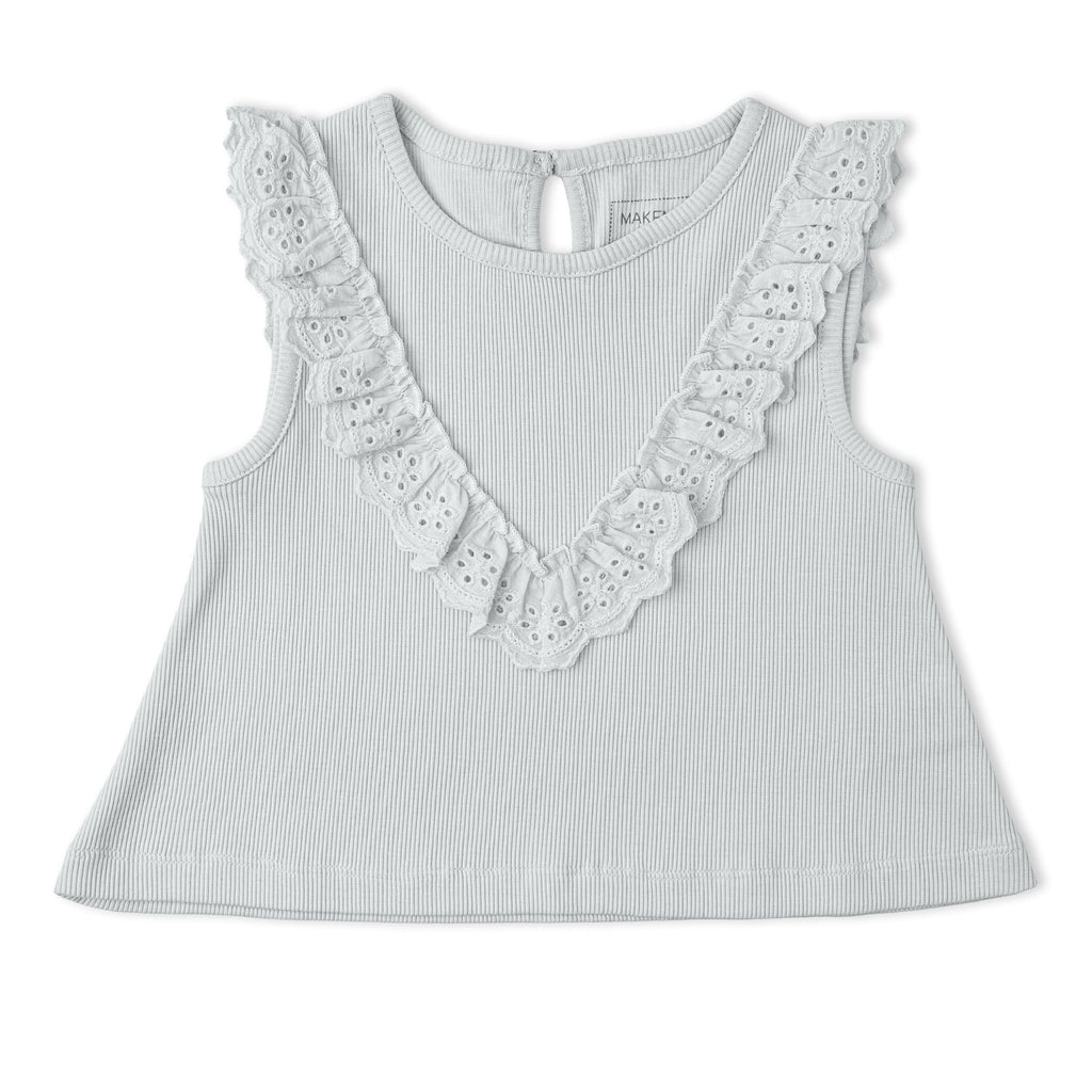 Organic Ruffle Top & Shorts Set - Fog