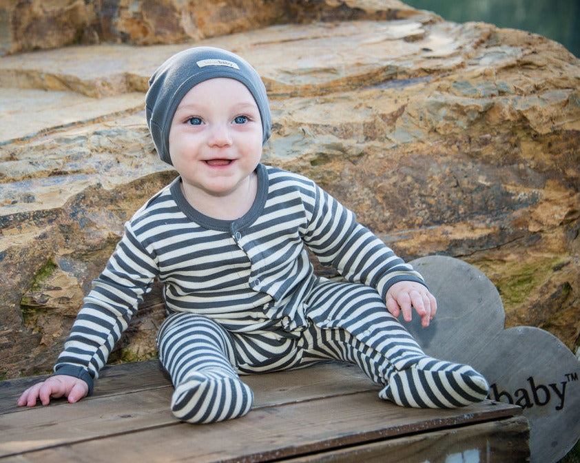 Gray/Beige | Organic Snap Footie