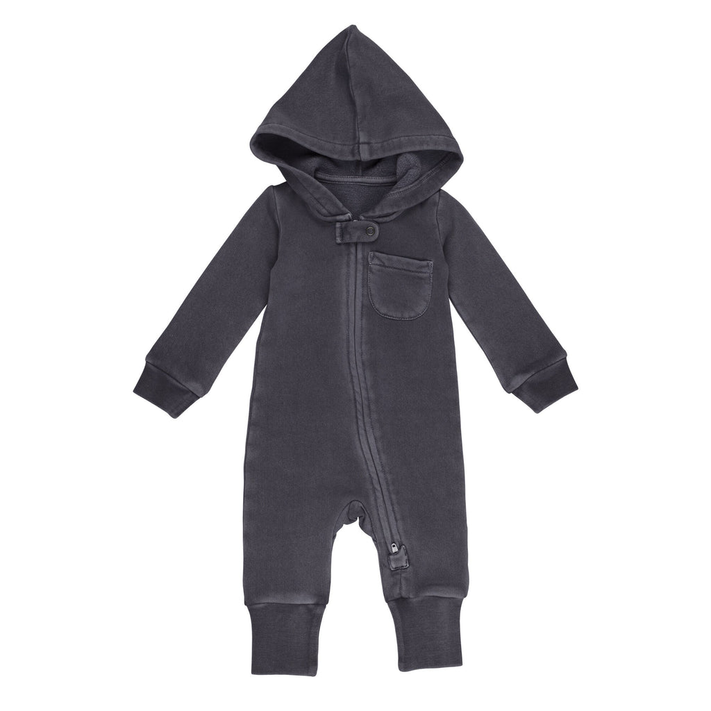Coal | Organic Cozy Zipper Romper