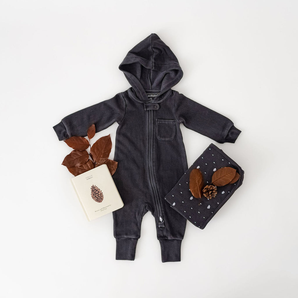 Coal | Organic Cozy Zipper Romper