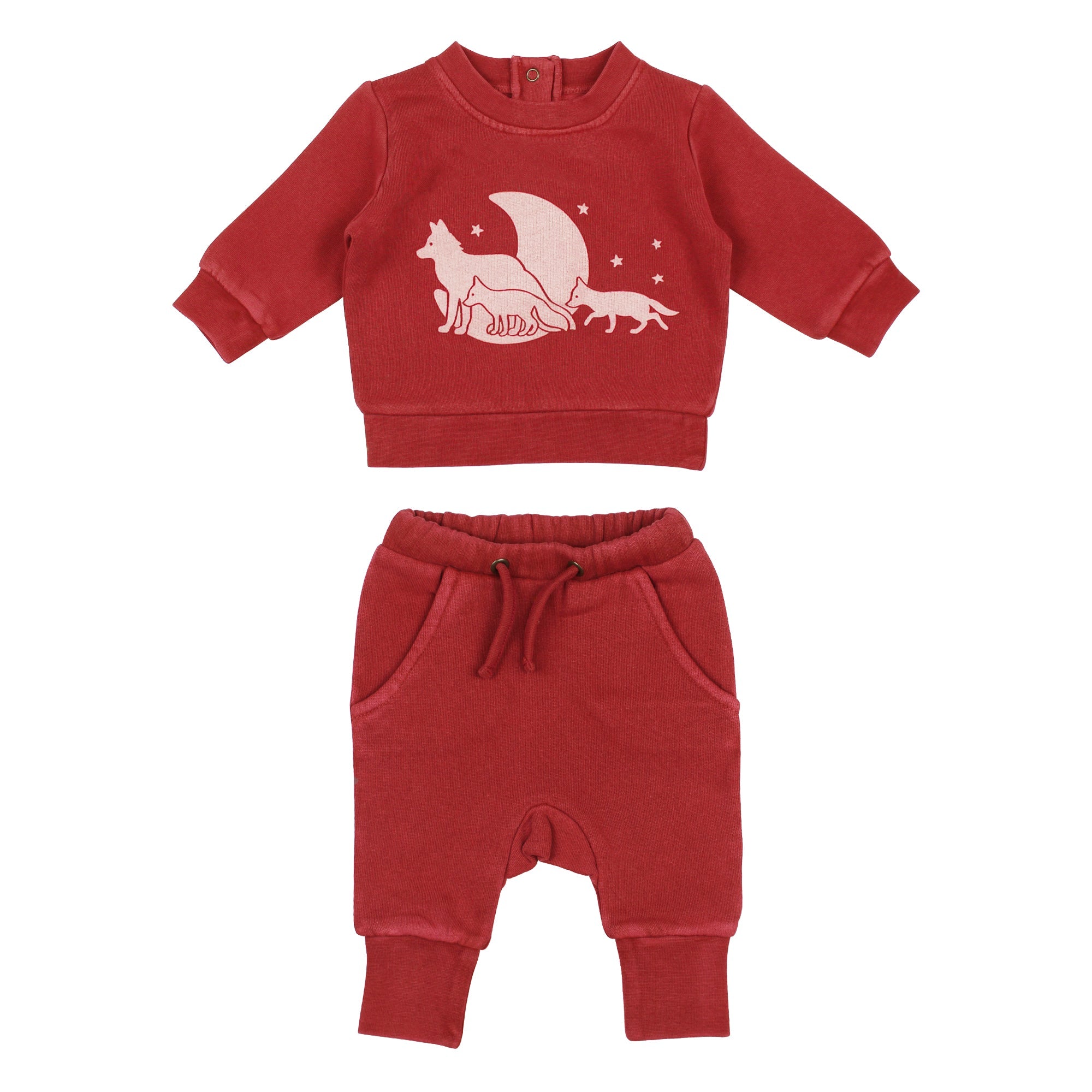 Cherry Fox | Organic Cozy Graphic Sweatshirt & Jogger Set