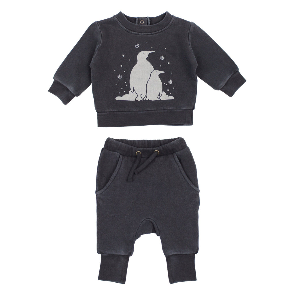 Coal Penguin | Organic Cozy Graphic Sweatshirt & Jogger Set