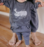 Moonstone Whale | Organic Cozy Graphic Sweatshirt & Jogger Set
