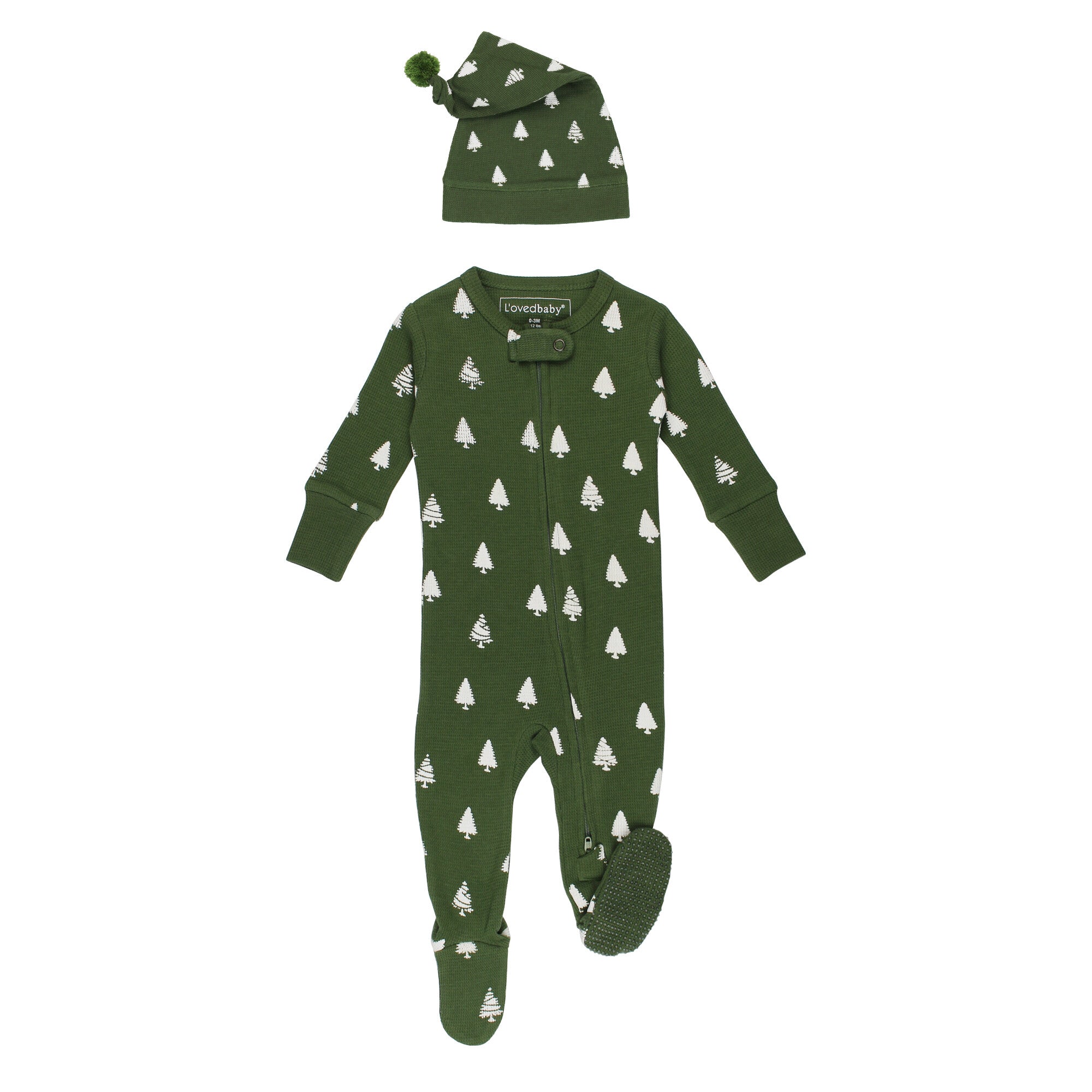 Frosty Pine | Holiday Thermal Zipper Footie & Cap Set