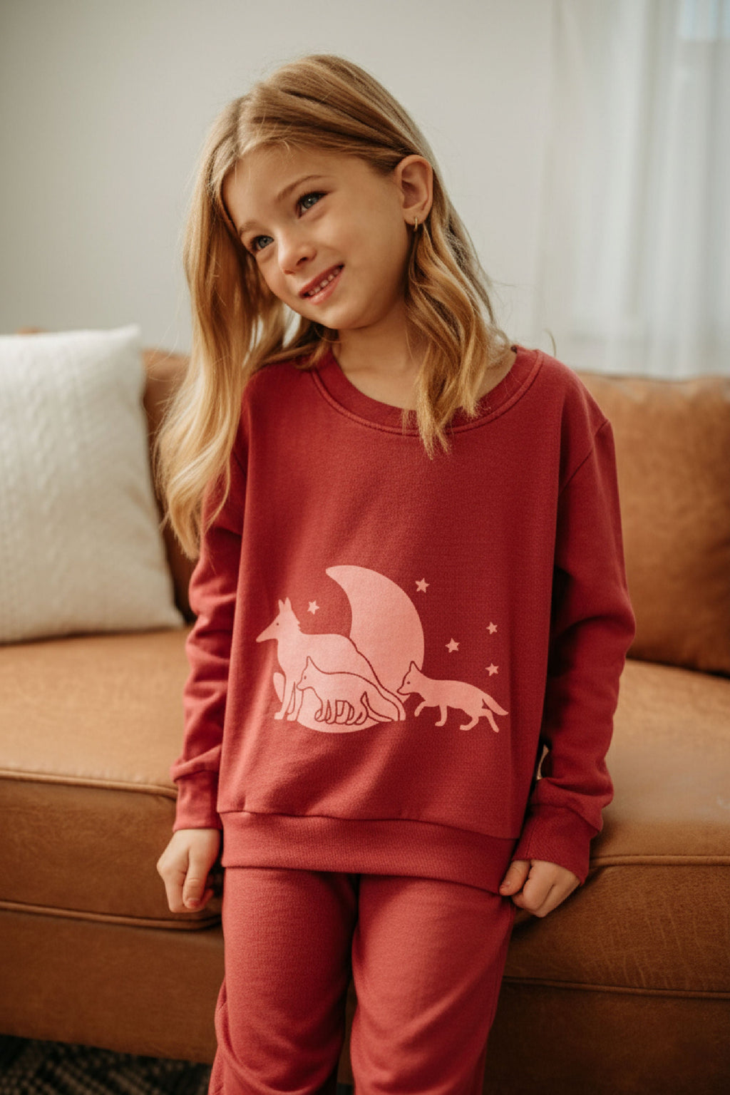 Cherry Fox | Kids' Organic Cozy Graphic Sweatshirt & Jogger Set