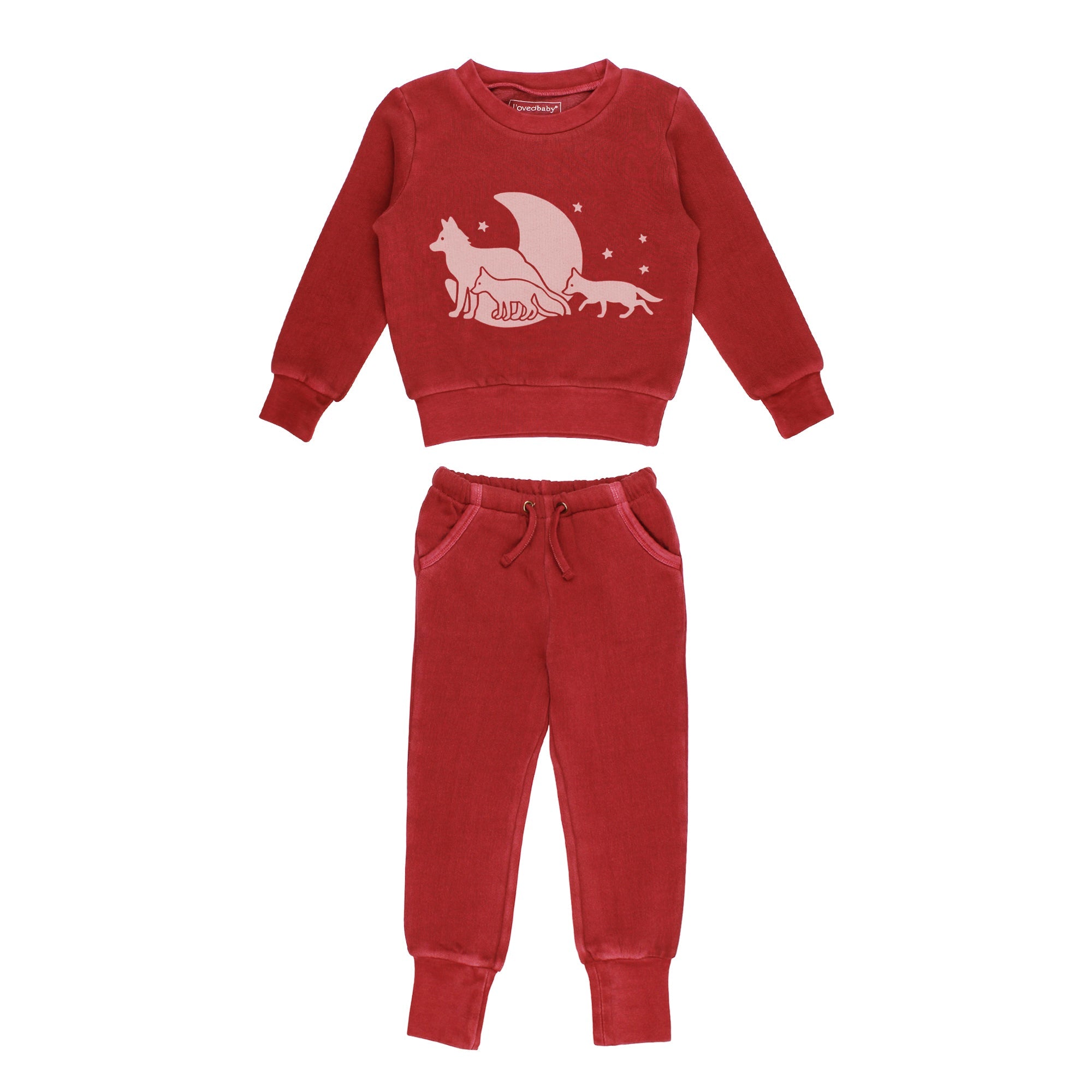 Cherry Fox | Kids' Organic Cozy Graphic Sweatshirt & Jogger Set