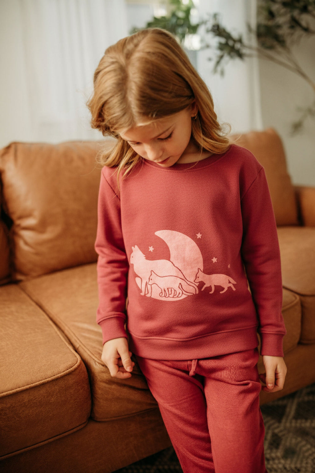 Cherry Fox | Kids' Organic Cozy Graphic Sweatshirt & Jogger Set