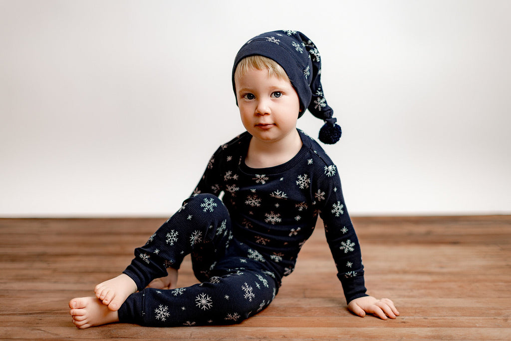 Snowy Night | Holiday Thermal Long-Sleeve PJ & Cap Set