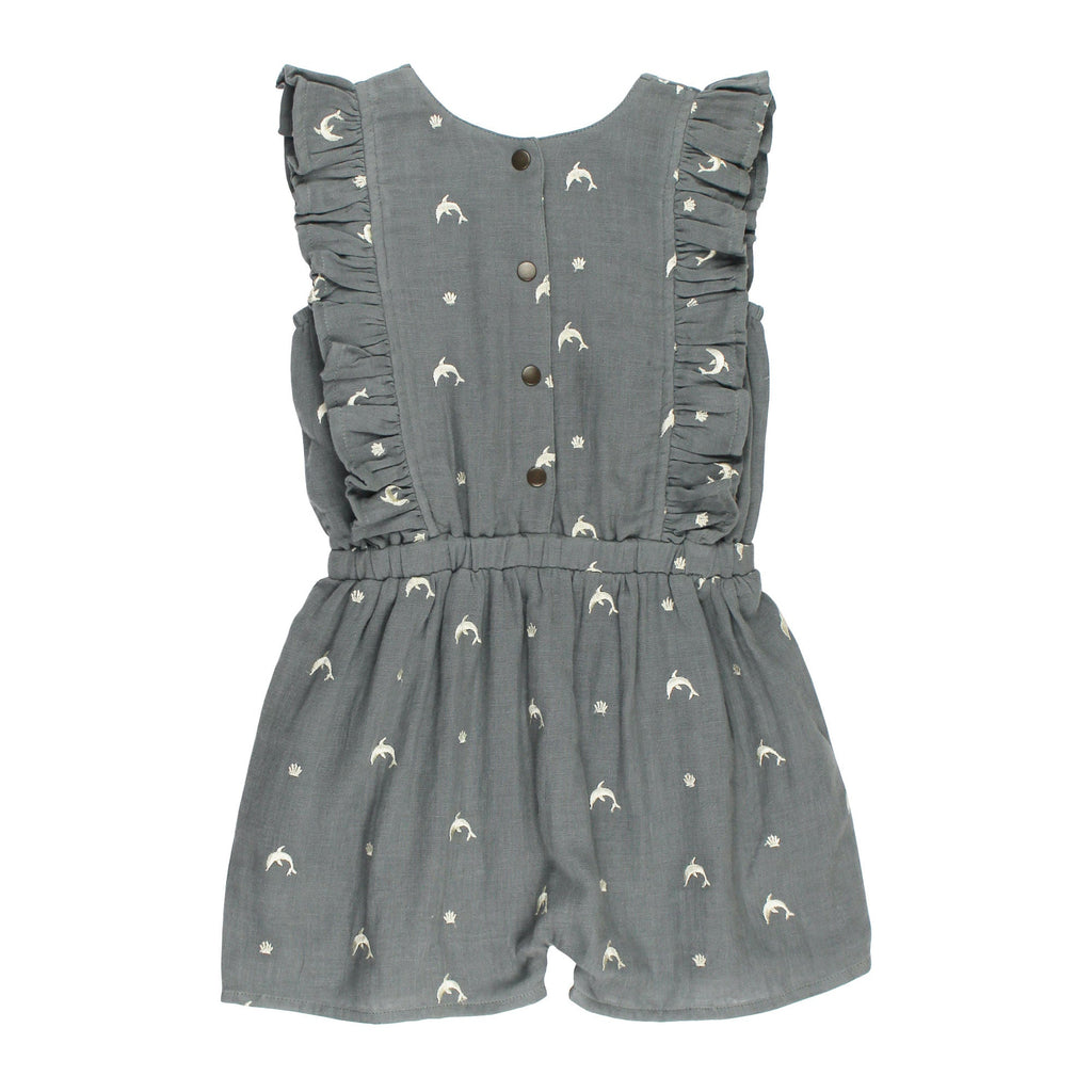 Moonstone Dolphin | Kids' Organic Muslin Ruffle Jumper