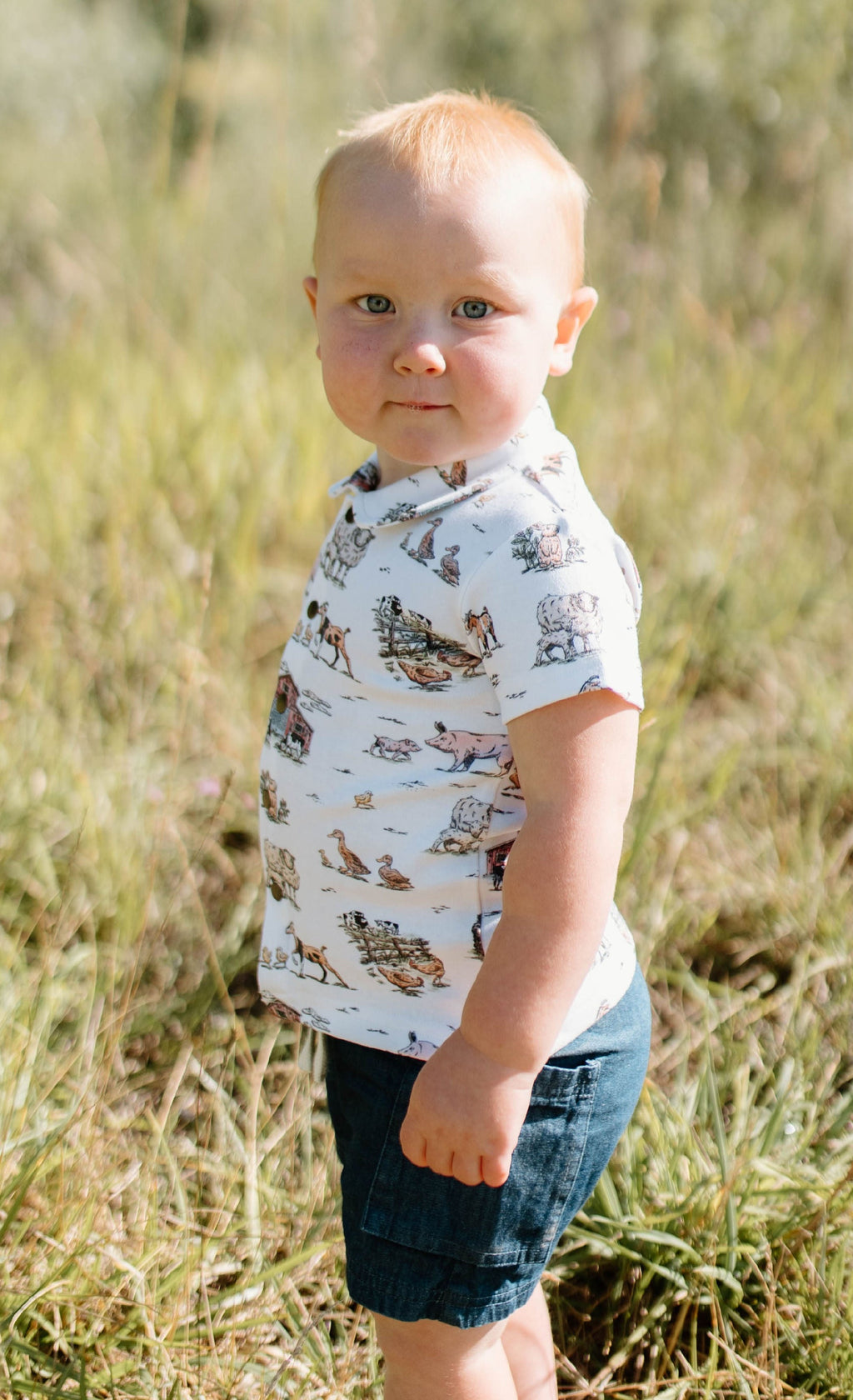 Farm Friends | Kids' Organic Button-Up S/Sleeve
