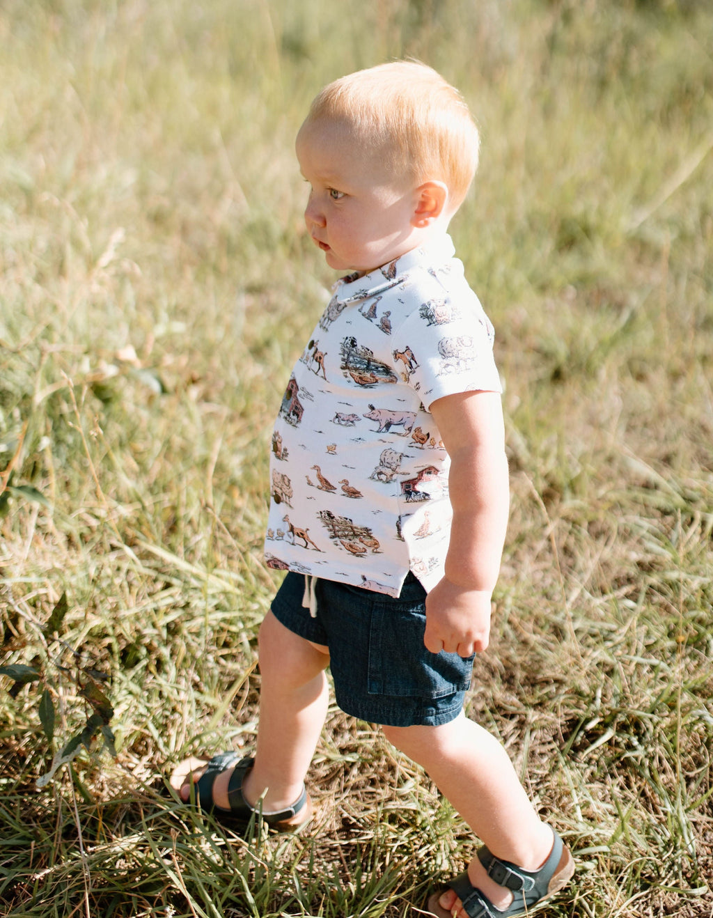 Farm Friends | Kids' Organic Button-Up S/Sleeve