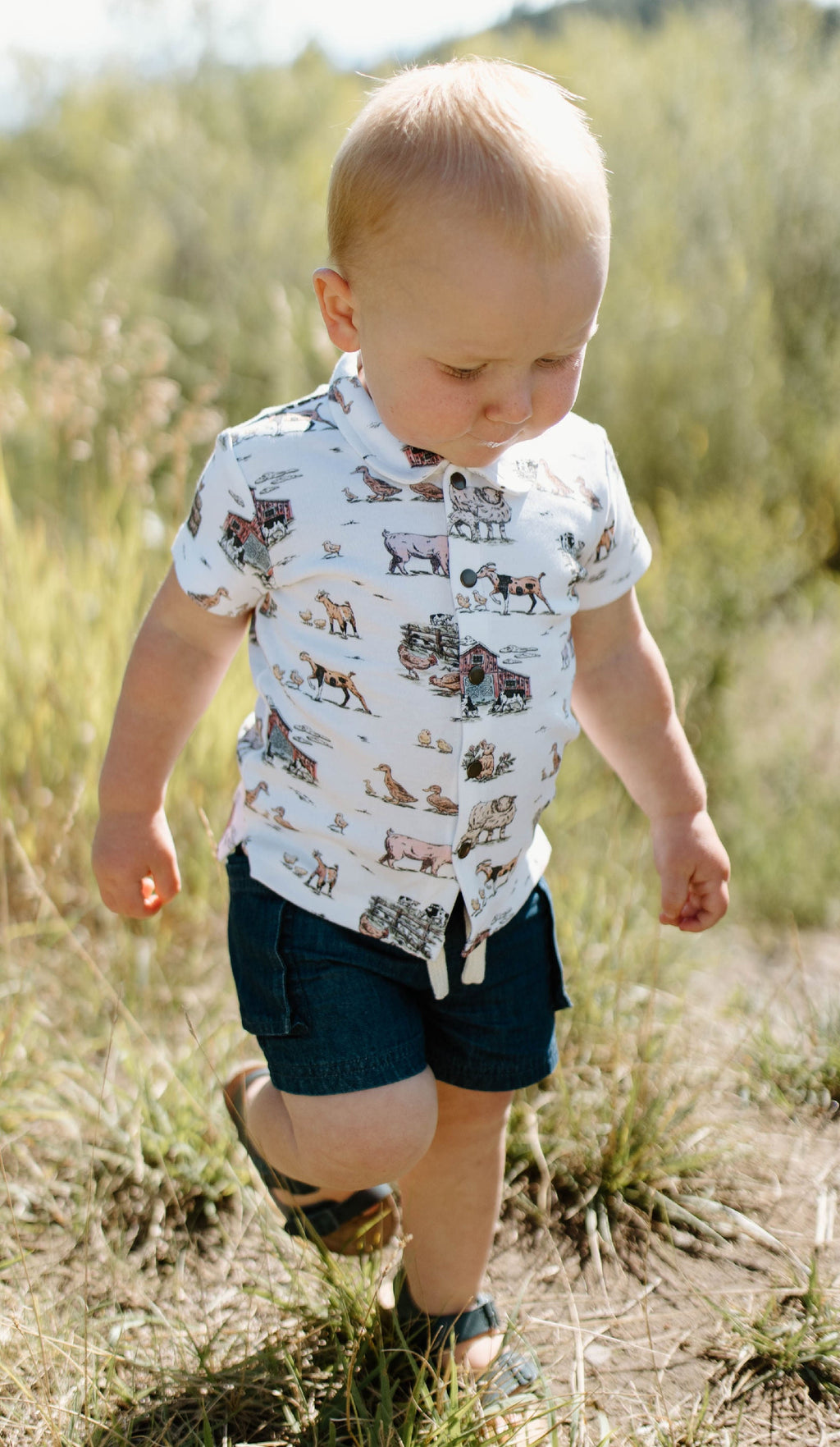 Farm Friends | Kids' Organic Button-Up S/Sleeve