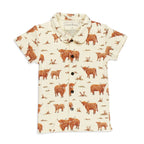 Highland Cow | Kids' Organic Button-Up S/Sleeve