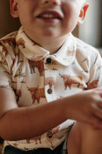 Highland Cow | Kids' Organic Button-Up S/Sleeve