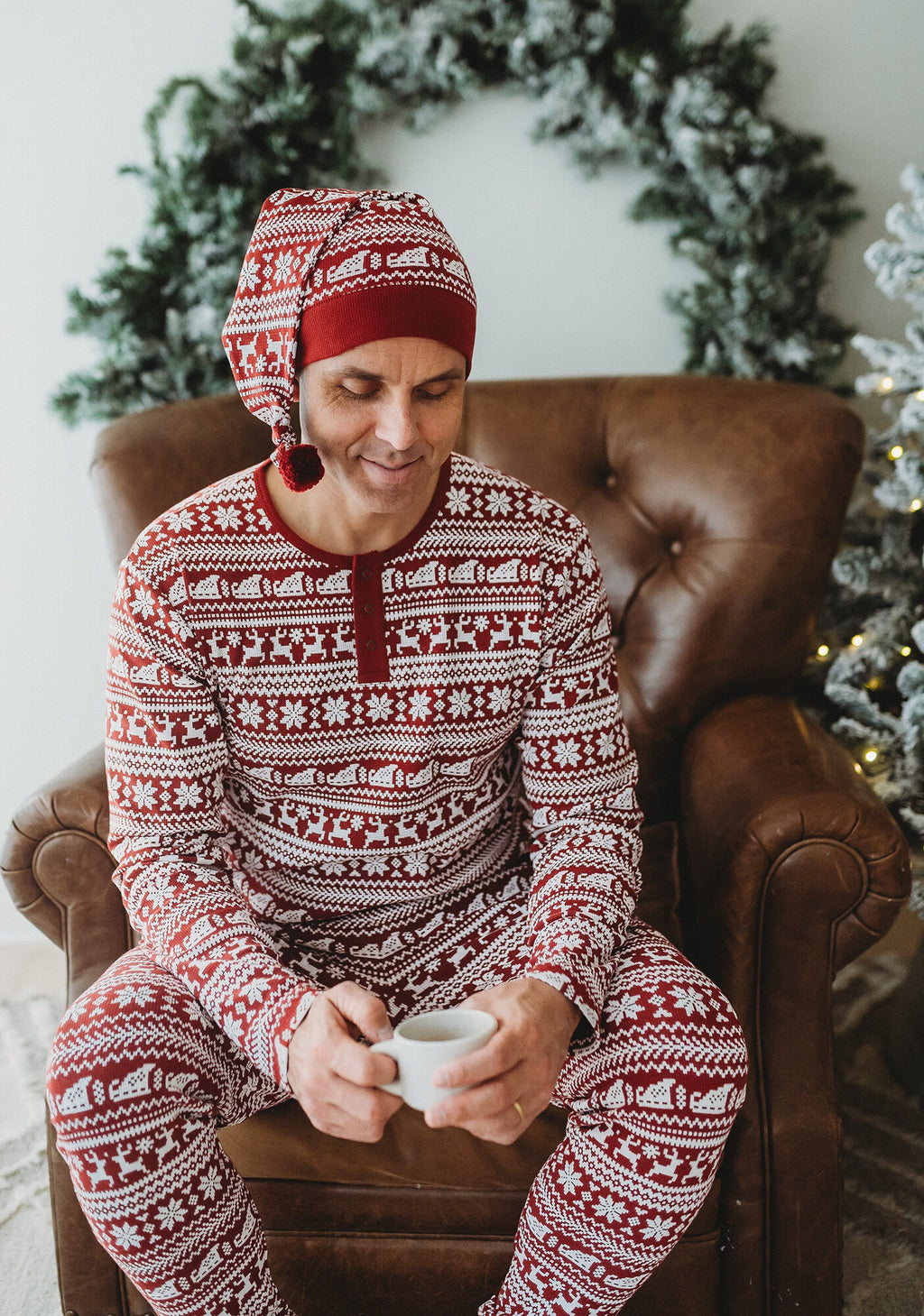Santa's Sleigh | Men's Holiday Thermal PJ & Cap Set