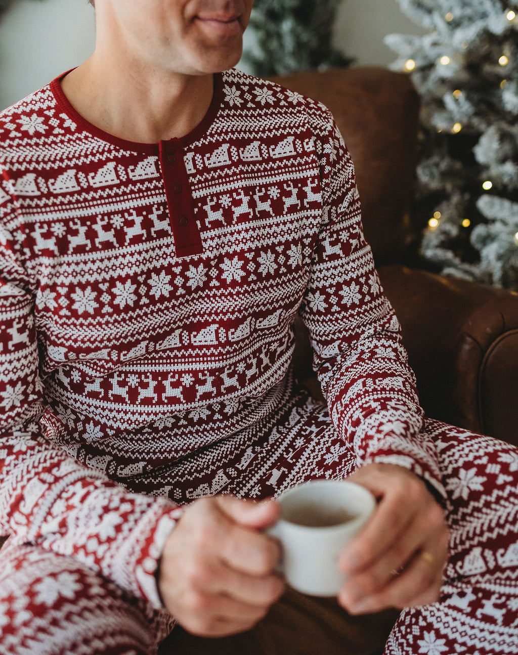 Santa's Sleigh | Men's Holiday Thermal PJ & Cap Set