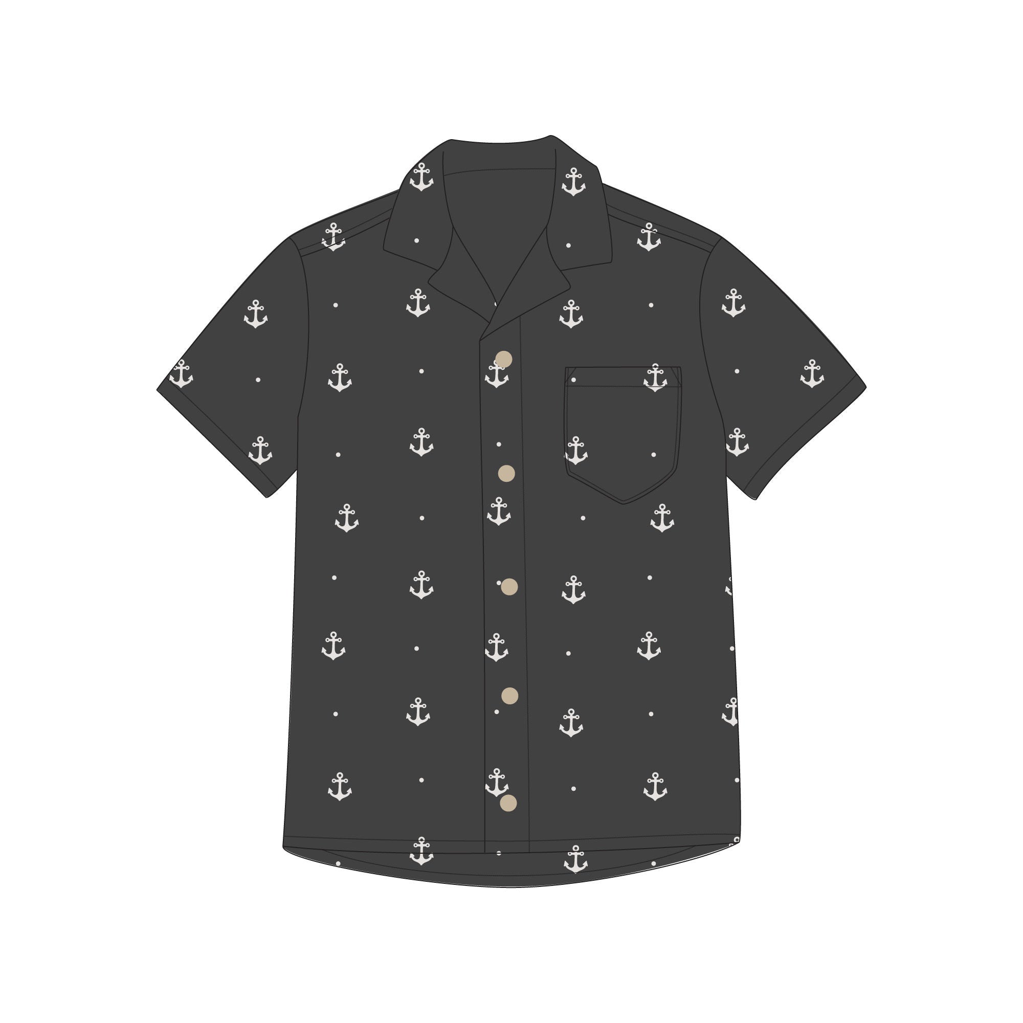 Chia Anchor | Men's Muslin Button-Up S/Sleeve