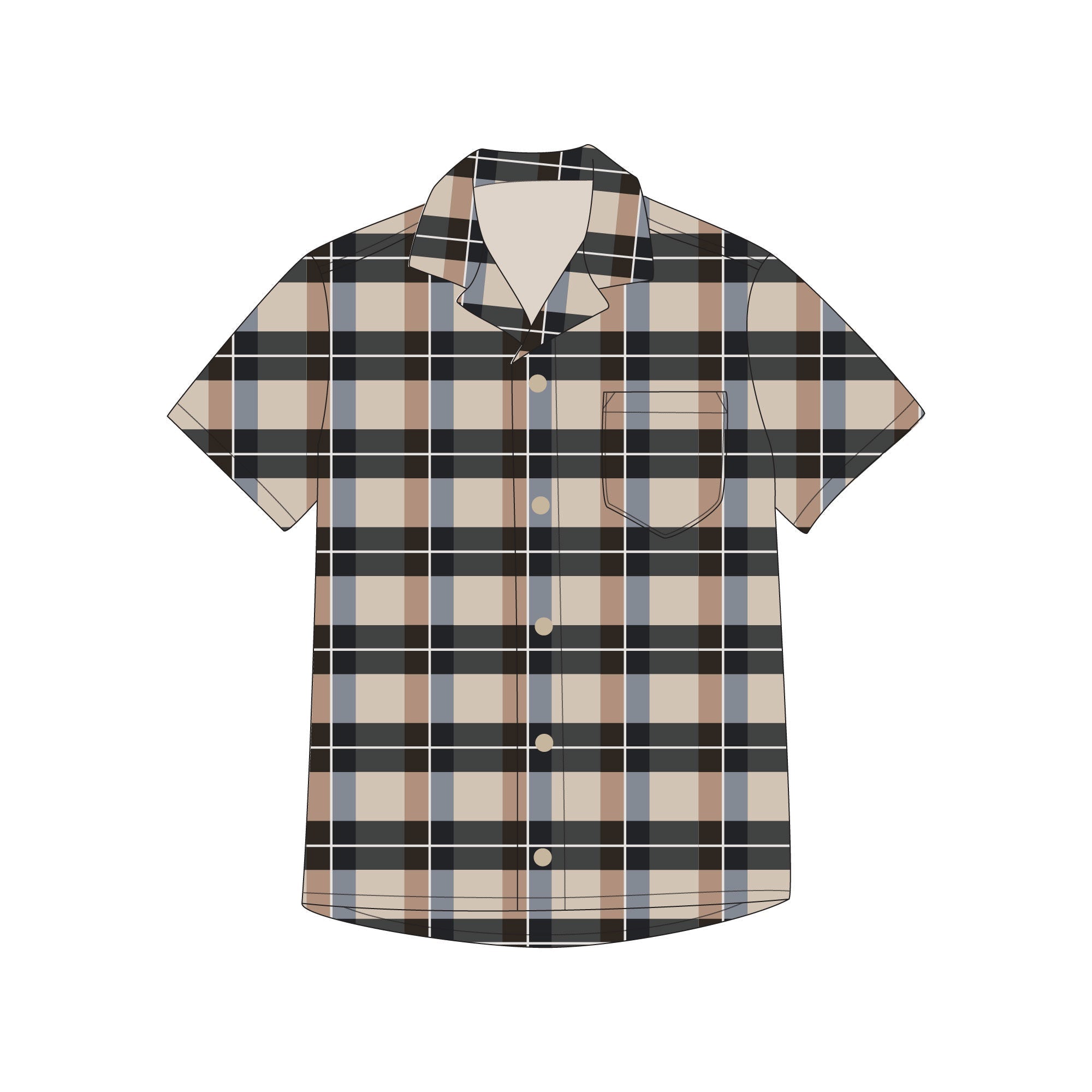 Adobe Chia Plaid | Men's Printed Muslin Button-Up S/Sleeve