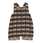 Adobe Chia Plaid | Organic Cuffed Muslin Overall