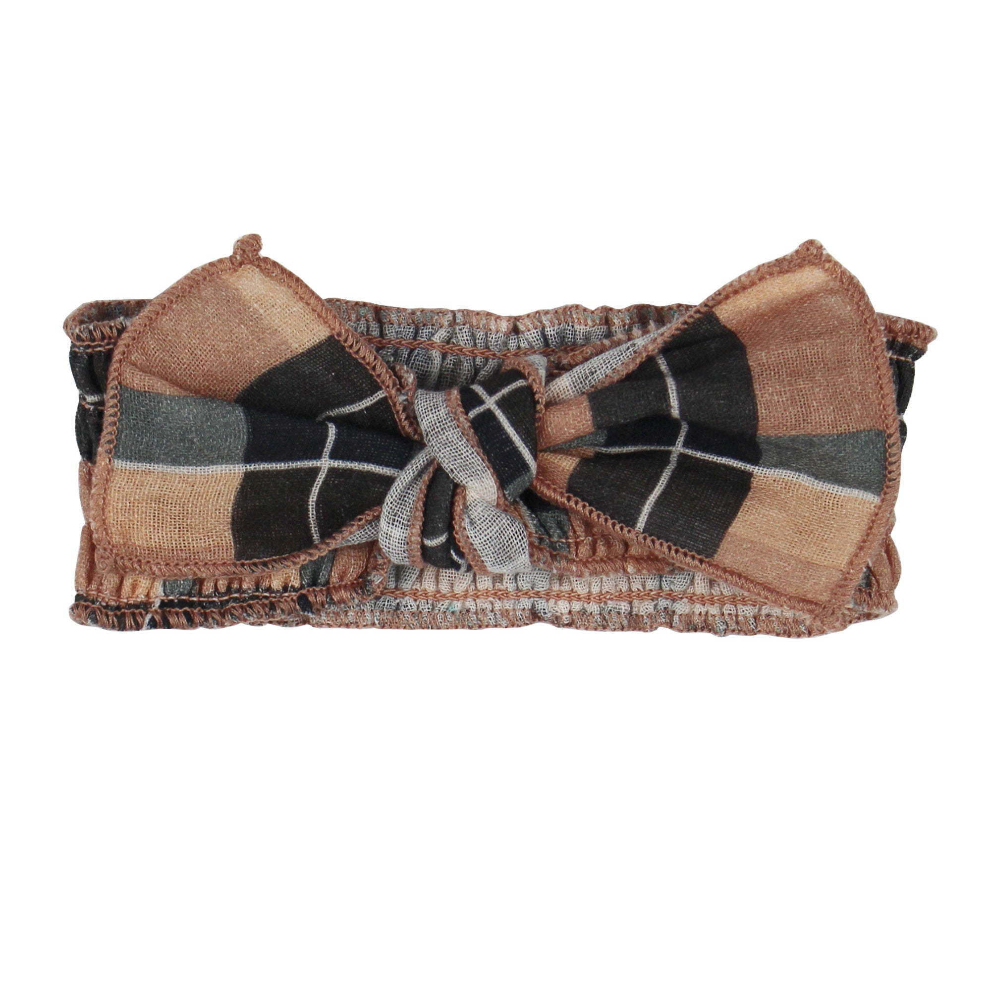 Adobe Chia Plaid | Organic Muslin Smocked Headband