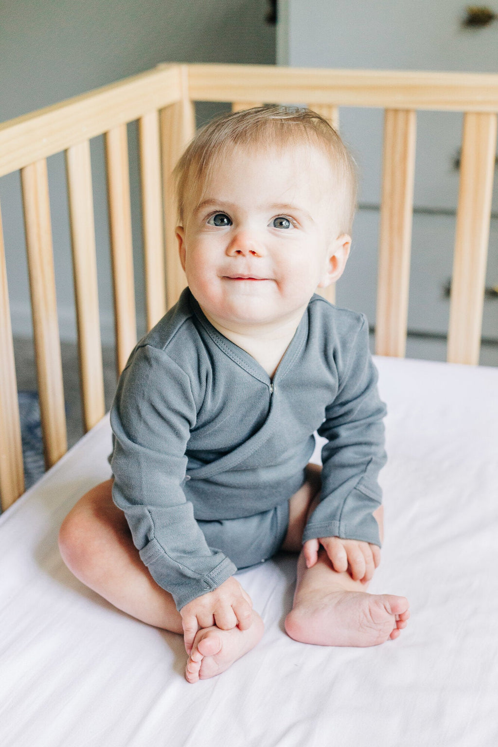 Gray | Organic Kimono Bodysuit