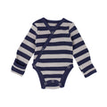 Navy/Light Gray Stripe | Organic Kimono Bodysuit
